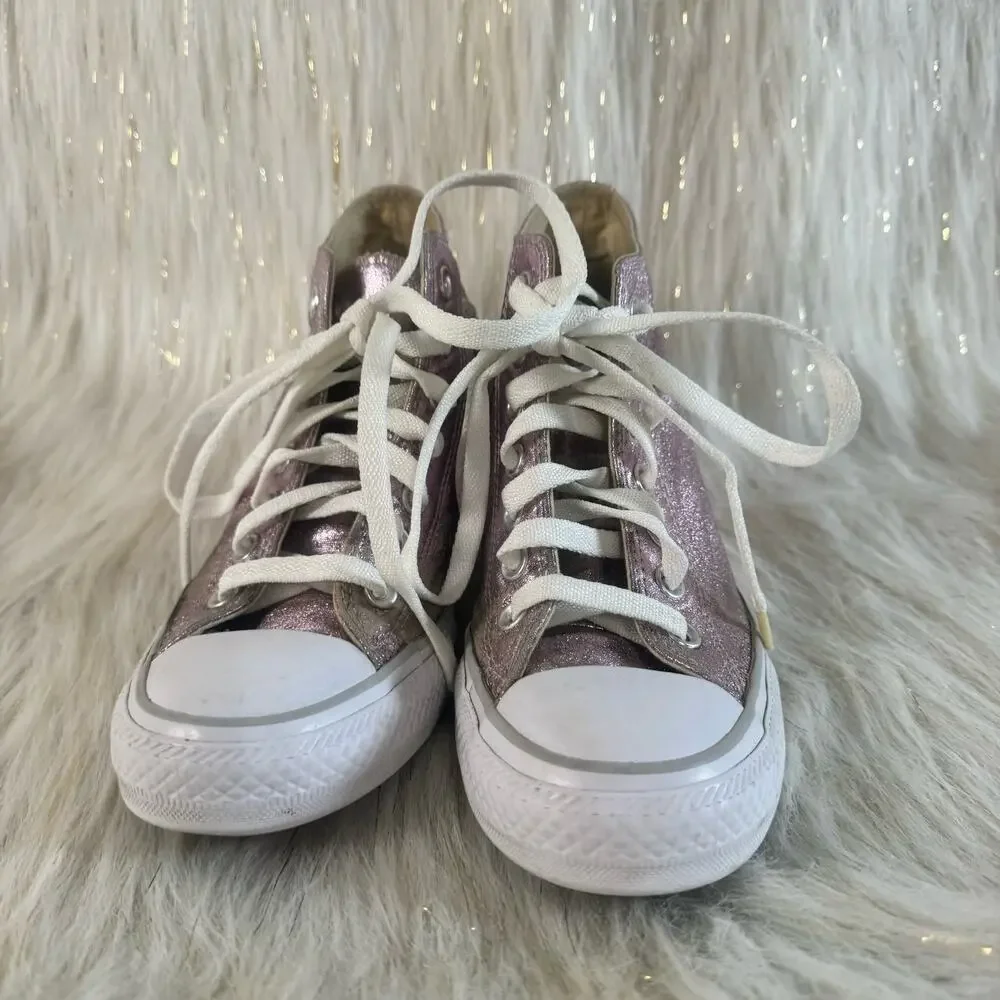 Converse Womens CTAS Lux Mid Wedge Sneakers Shoes Pink 556779C Textile 6.5